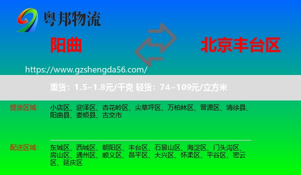 阳曲县到丰台区物流专线