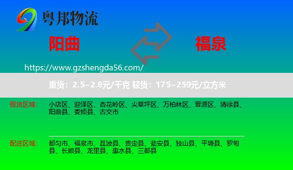 阳曲县到福泉市物流专线