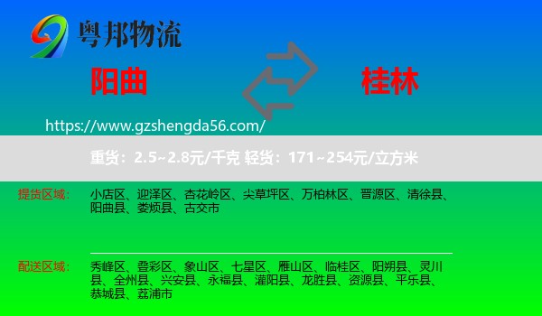 阳曲县到桂林物流专线