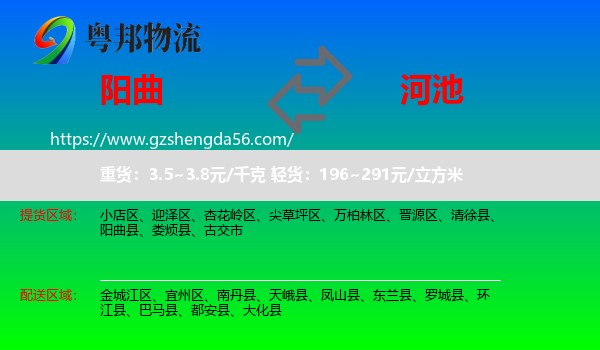 阳曲县到河池物流专线