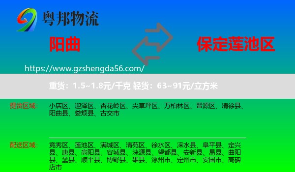 阳曲县到莲池区物流专线