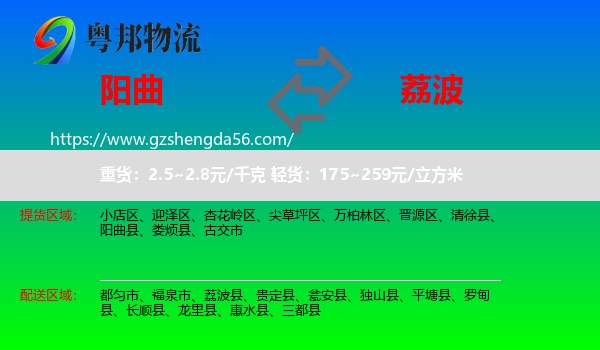 阳曲县到荔波县物流专线