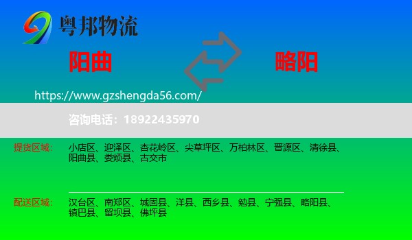 阳曲县到略阳县物流专线