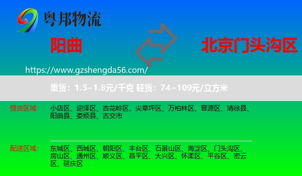 阳曲县到门头沟区物流专线