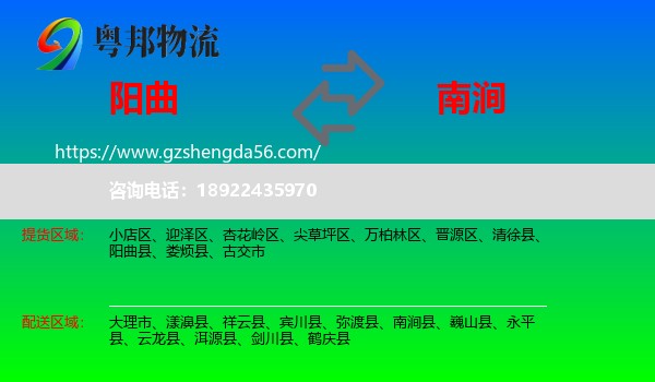 阳曲县到南涧县物流专线