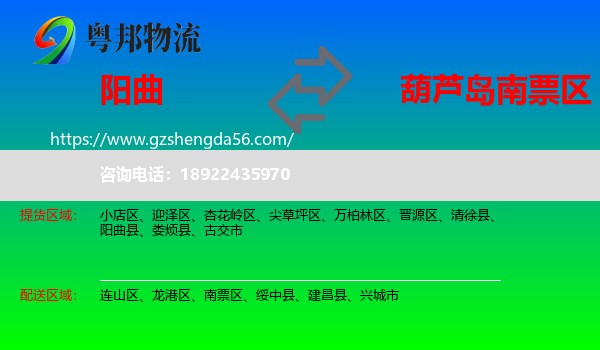 阳曲县到南票区物流专线