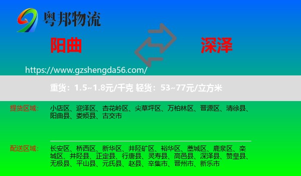 阳曲县到深泽县物流专线
