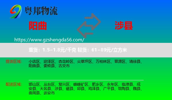 阳曲县到涉县物流专线