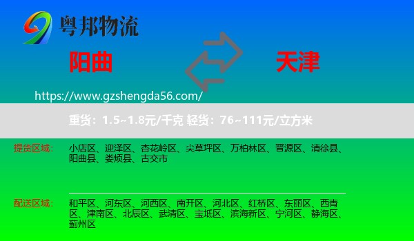 阳曲县到天津专线