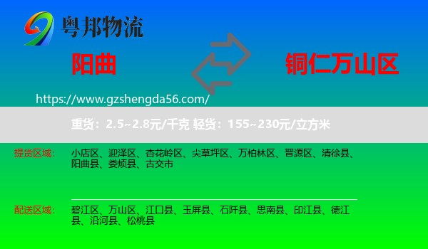 阳曲县到万山区物流专线