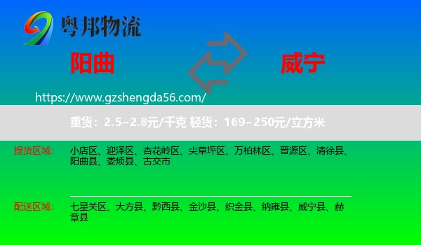 阳曲县到威宁县物流专线