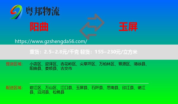 阳曲县到玉屏县物流专线