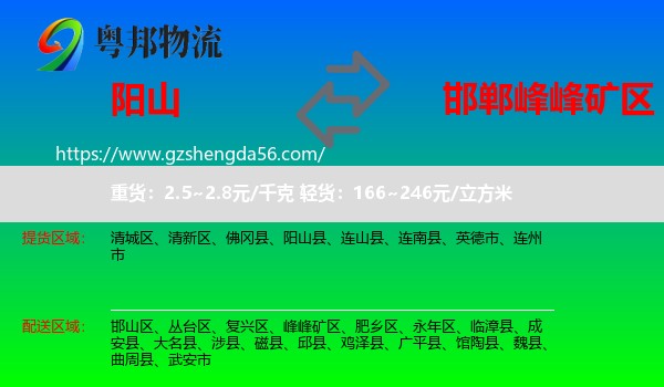 阳山县到峰峰矿区物流专线