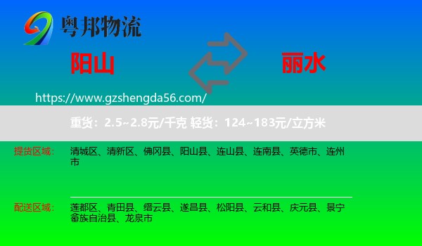 阳山县到丽水物流专线