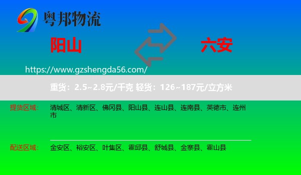 阳山县到六安物流专线