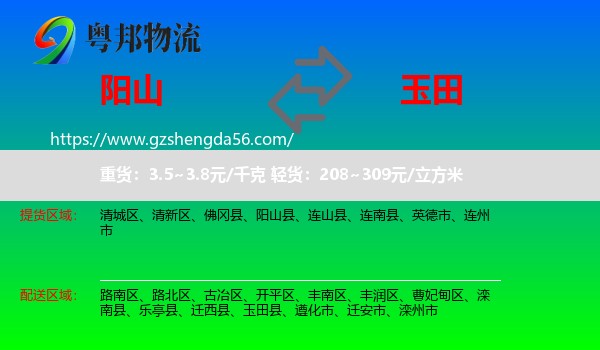阳山县到玉田县物流专线