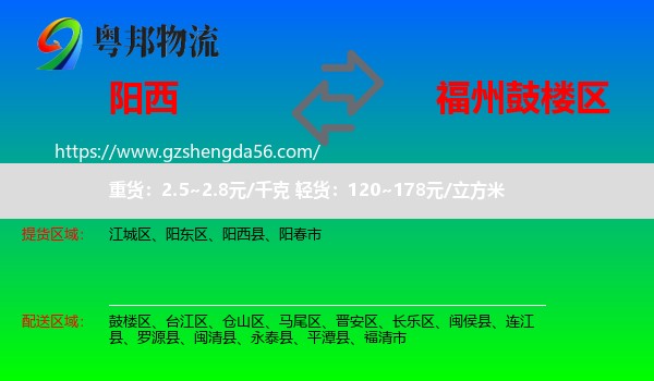 阳西县到鼓楼区物流专线
