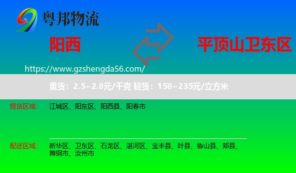 阳西县到卫东区物流专线