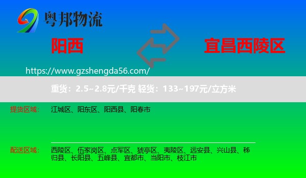 阳西县到西陵区物流专线
