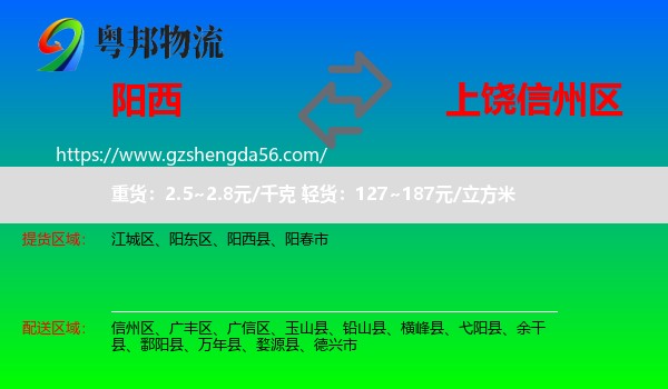 阳西县到信州区物流专线