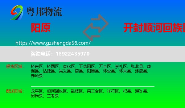 阳原县到顺河回族区物流专线