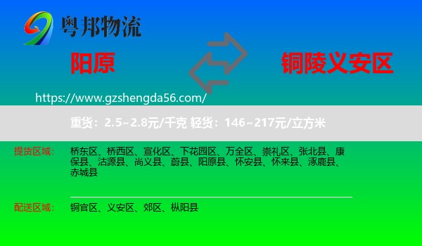 阳原县到义安区物流专线