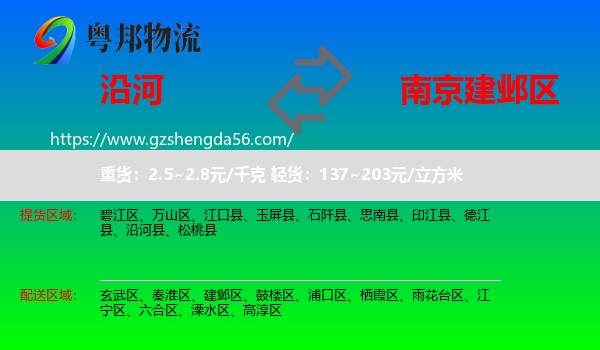 沿河县到建邺区物流专线
