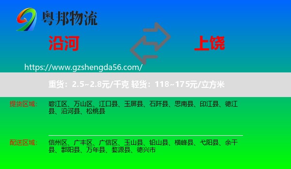 沿河县到上饶物流专线