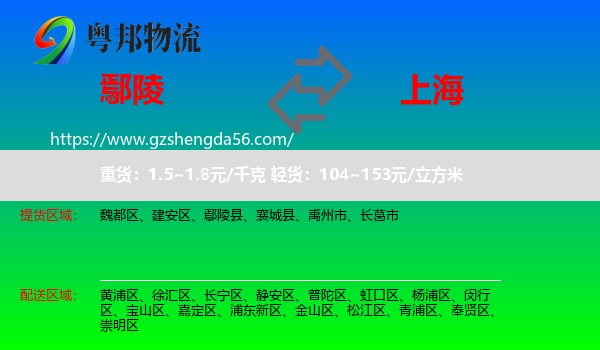 鄢陵县到上海专线