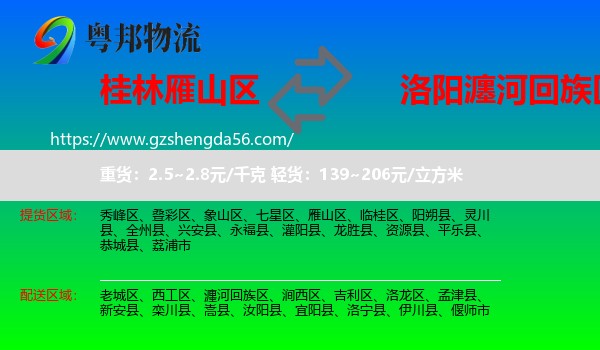 雁山区到瀍河回族区物流专线