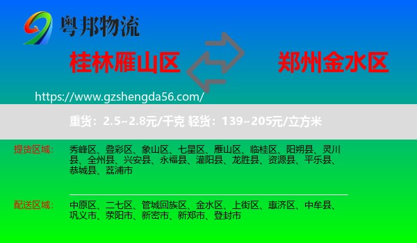 雁山区到金水区物流专线