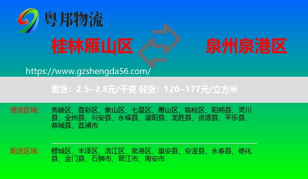 雁山区到泉港区物流专线