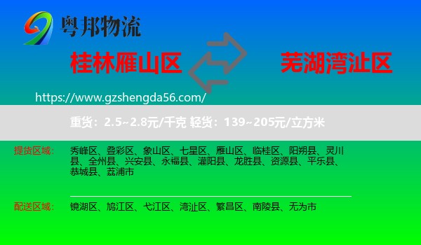 雁山区到湾沚区物流专线