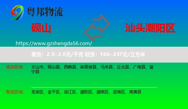 砚山县到潮阳区物流专线