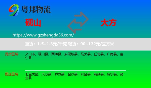 砚山县到大方县物流专线