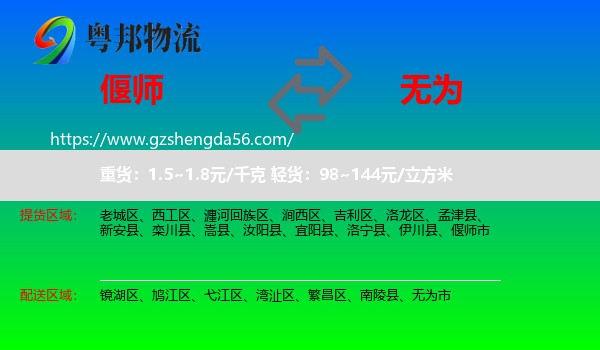 偃师市到无为市物流专线