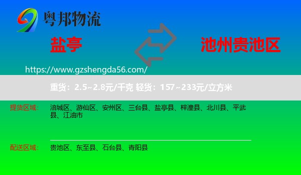 盐亭县到贵池区物流专线