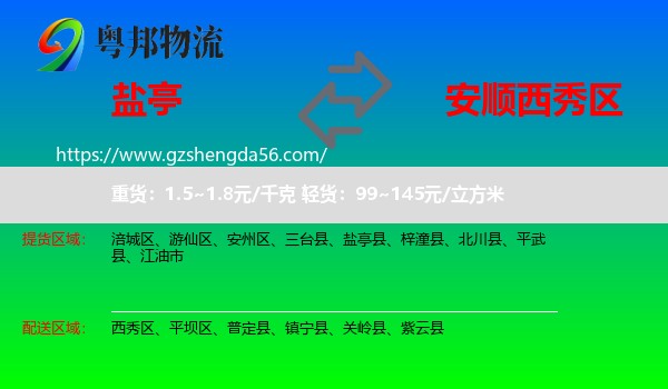 盐亭县到西秀区物流专线