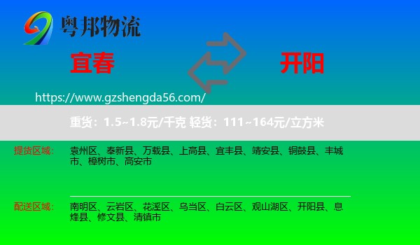 宜春到开阳县物流专线