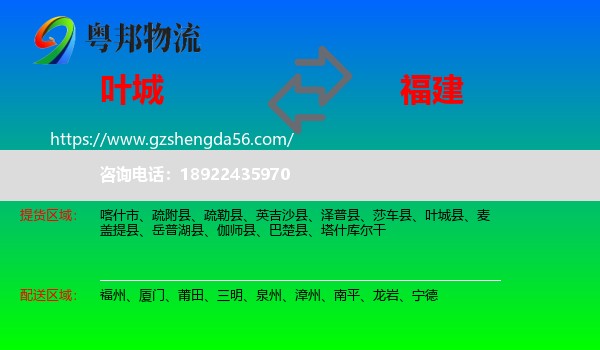 叶城县到福建物流专线