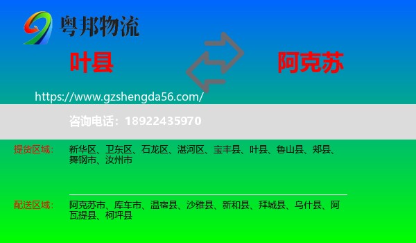 叶县到阿克苏物流