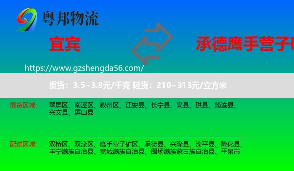 宜宾到鹰手营子矿区物流专线