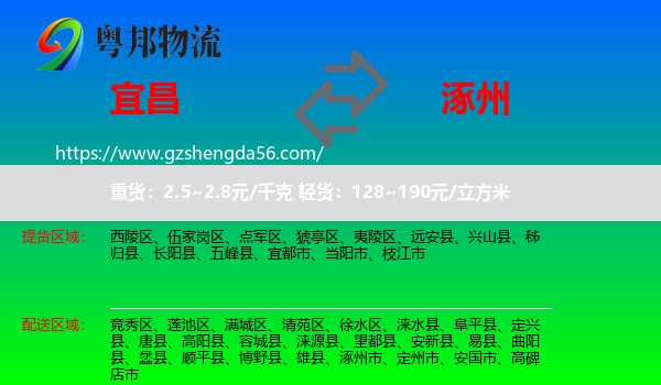 宜昌到涿州市物流专线