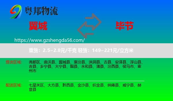 翼城县到毕节物流