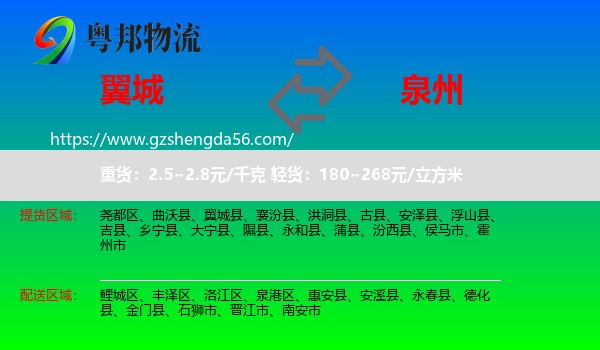 翼城县到泉州物流