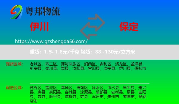 伊川县到保定物流