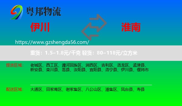 伊川县到淮南物流专线