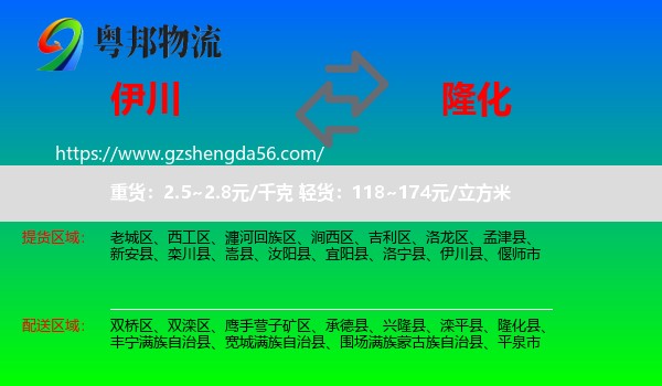 伊川县到隆化县物流专线