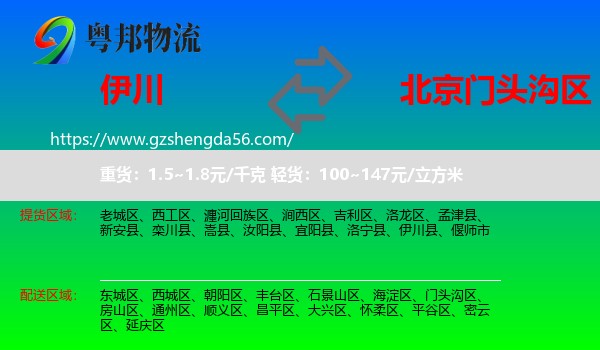 伊川县到门头沟区物流专线