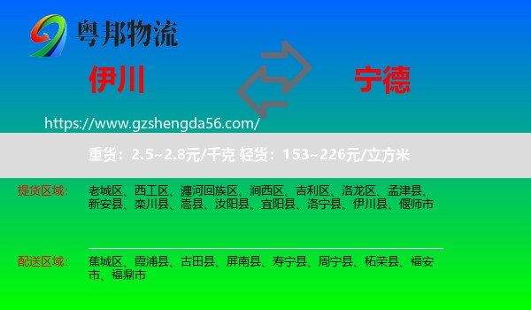 伊川县到宁德物流专线